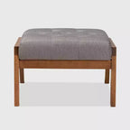 Pouffe rembourré Naeva en bois gris/marron - Baxton Studio