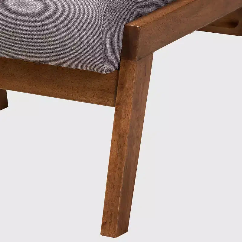 Pouffe rembourré Naeva en bois gris/marron - Baxton Studio