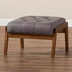 Pouffe rembourré Naeva en bois gris/marron - Baxton Studio