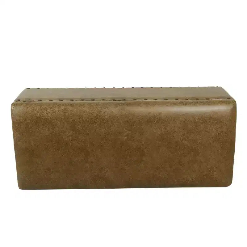 Grand banc de rangement avec garniture cloutée en similicuir marron - HomePop : Meubles d'appoint pour chambre à coucher, sièges et table basse
