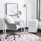 Bureau moderne du milieu du siècle à 2 tiroirs Wedeln 42 po, finition bois blanc - Powell : Meubles de bureau à domicile