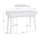 Bureau moderne du milieu du siècle à 2 tiroirs Wedeln 42 po, finition bois blanc - Powell : Meubles de bureau à domicile