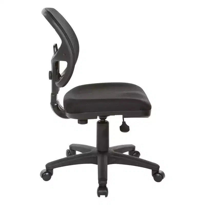 Fauteuil de bureau à dossier en maille avec siège en tissu noir - OSP Home Furnishings : Ergonomique, pivotant, hauteur réglable