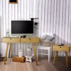 Bureau avec ports USB Chêne naturel - Flora Home : Construction en bois de pin, 101,6 cm de large, Tiroirs intégrés