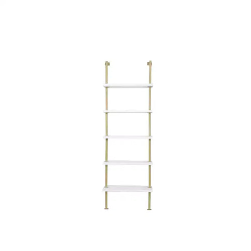 72.8" Nathan James Set of 2 Theo 5 Shelf Bookshelf White/Gold