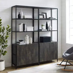 Lot de 2 étagères Jacobsen 204,5 cm frêne marron - Crosley : Rangement industriel, cadre en acier, placage bois