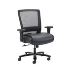 Mesh Heavy Duty Chair Black - Boss Office Products: LeatherPlus Seat, 400 lb Capacity, Adjustable Arms