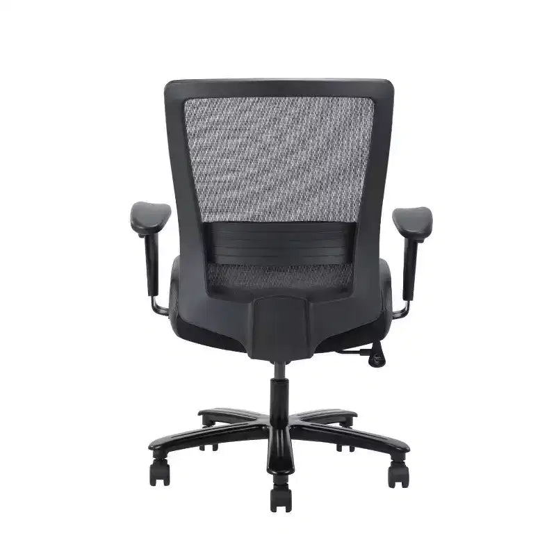 Fauteuil Mesh Robuste Noir - Boss Office Products : Assise LeatherPlus, capacité 400 lb, accoudoirs réglables