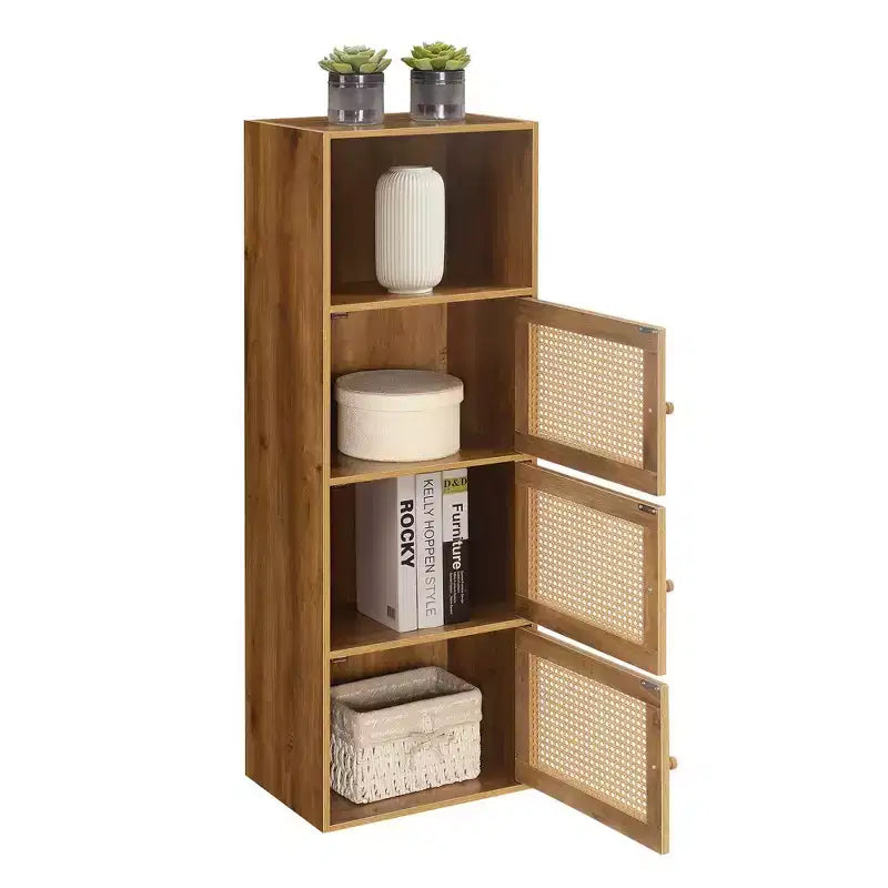 Meuble de rangement Breighton Home Xtra Storage Boho Weave 3 portes avec étagère en Haze Automne Marron/Orge Beige