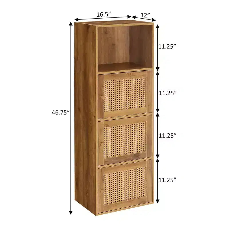 Meuble de rangement Breighton Home Xtra Storage Boho Weave 3 portes avec étagère en Haze Automne Marron/Orge Beige
