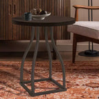Table d'appoint HomePop Lindsay à piètement métallique, couleur Terre d'ombre naturelle