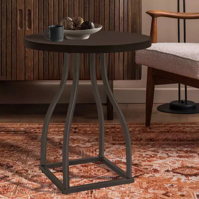 Table d'appoint HomePop Lindsay à piètement métallique, couleur Terre d'ombre naturelle