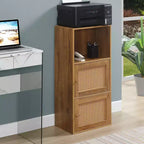 Meuble de rangement Breighton Home Xtra Boho Weave 2 portes avec étagère, motif tissé, en brume d'automne/orge beige