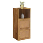 Meuble de rangement Breighton Home Xtra Boho Weave 2 portes avec étagère, motif tissé, en brume d'automne/orge beige