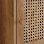 Meuble de rangement Breighton Home Xtra Boho Weave 2 portes avec étagère, motif tissé, en brume d'automne/orge beige