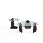 Manhattan Comfort Artesia 2pc Coffee Table and End Table Set Dark Walnut