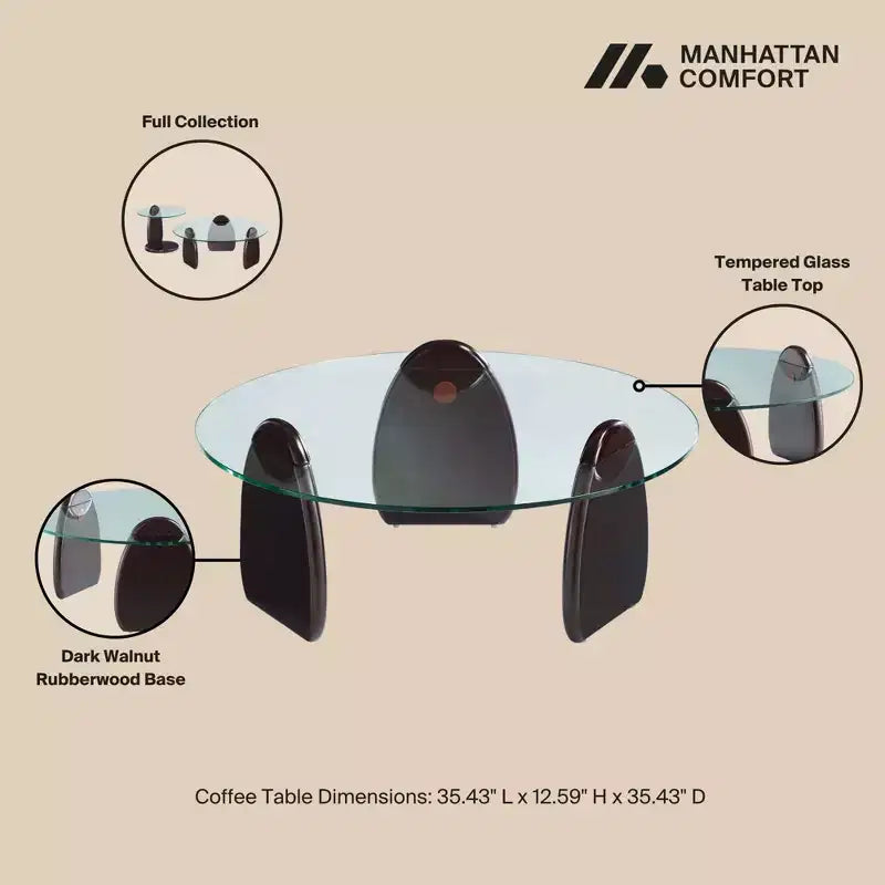 Manhattan Comfort Artesia Ensemble table basse et table d'appoint 2 pièces Noyer foncé