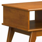 Table basse relevable Tierney de WyndenHall, marron teck : Rangement moderne du milieu du siècle, rectangulaire en bois d'hévéa