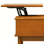 Table basse relevable Tierney de WyndenHall, marron teck : Rangement moderne du milieu du siècle, rectangulaire en bois d'hévéa