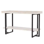 HOMES: Inside + Out Grislare Rectangular Sofa Table Antique White/Black: Transitional Style, Storage Shelf, MDF & Veneer