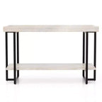 HOMES: Inside + Out Grislare Table de canapé rectangulaire Blanc antique/Noir : Style de transition, Étagère de rangement, MDF et placage