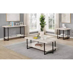 HOMES: Inside + Out Grislare Table de canapé rectangulaire Blanc antique/Noir : Style de transition, Étagère de rangement, MDF et placage
