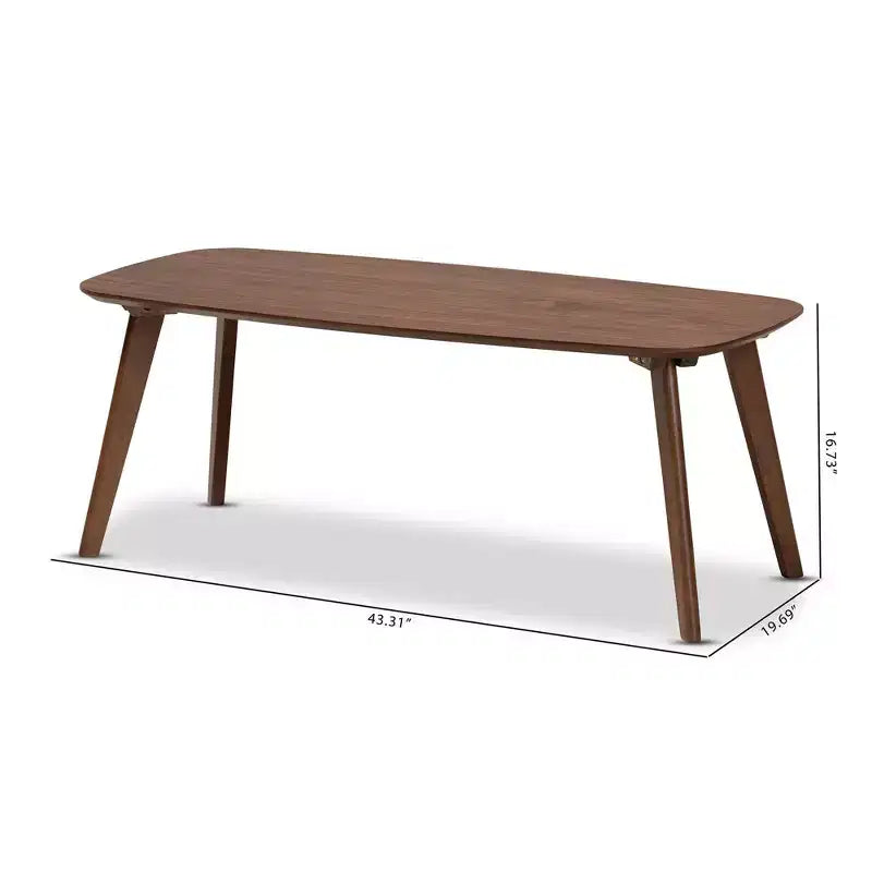 Table basse Dahlia Noyer - Baxton Studio : Design moderne du milieu du siècle, Structure en bois d'hévéa, 109,98 cm de large