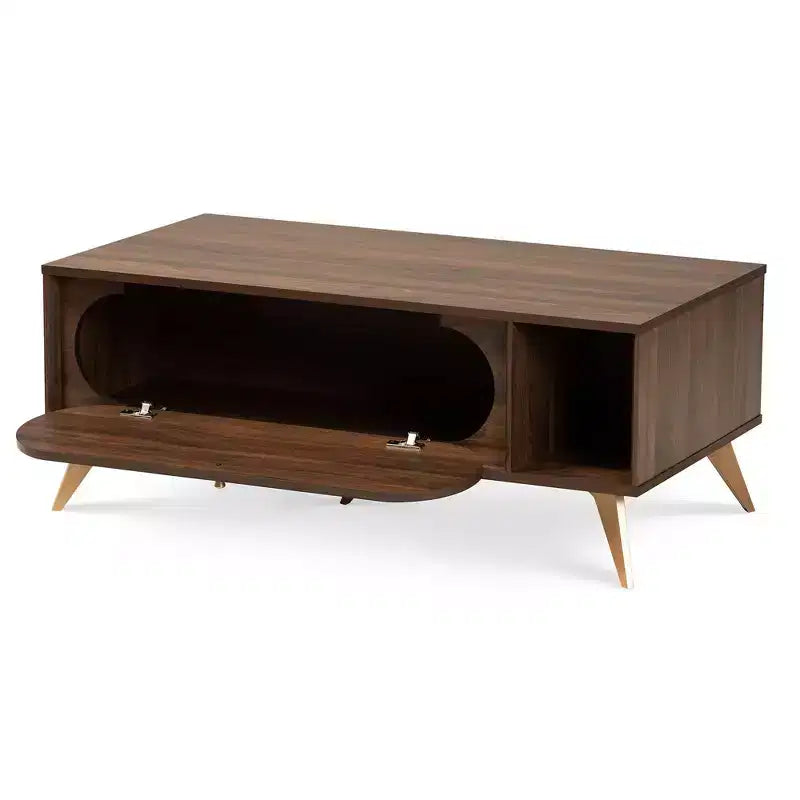 Table basse moderne du milieu du siècle Edel Noyer/Brun/Doré - Baxton Studio