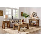Table d'appoint Durango en bois industriel marron foncé - Alaterre Furniture : Acacia rustique, milieu de siècle moderne