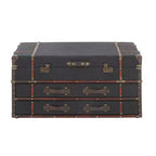 Traditional Linen and Wood Coffee Table Dark Blue - Olivia & May