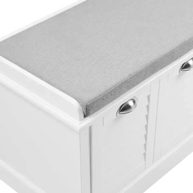 Banc de rangement d'entrée Ellison 91 cm Crosley blanc/gris : Rembourré avec compartiment à chaussures, Design étroit