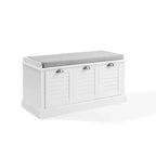 Banc de rangement d'entrée Ellison 91 cm Crosley blanc/gris : Rembourré avec compartiment à chaussures, Design étroit