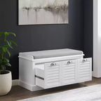 Banc de rangement d'entrée Ellison 91 cm Crosley blanc/gris : Rembourré avec compartiment à chaussures, Design étroit