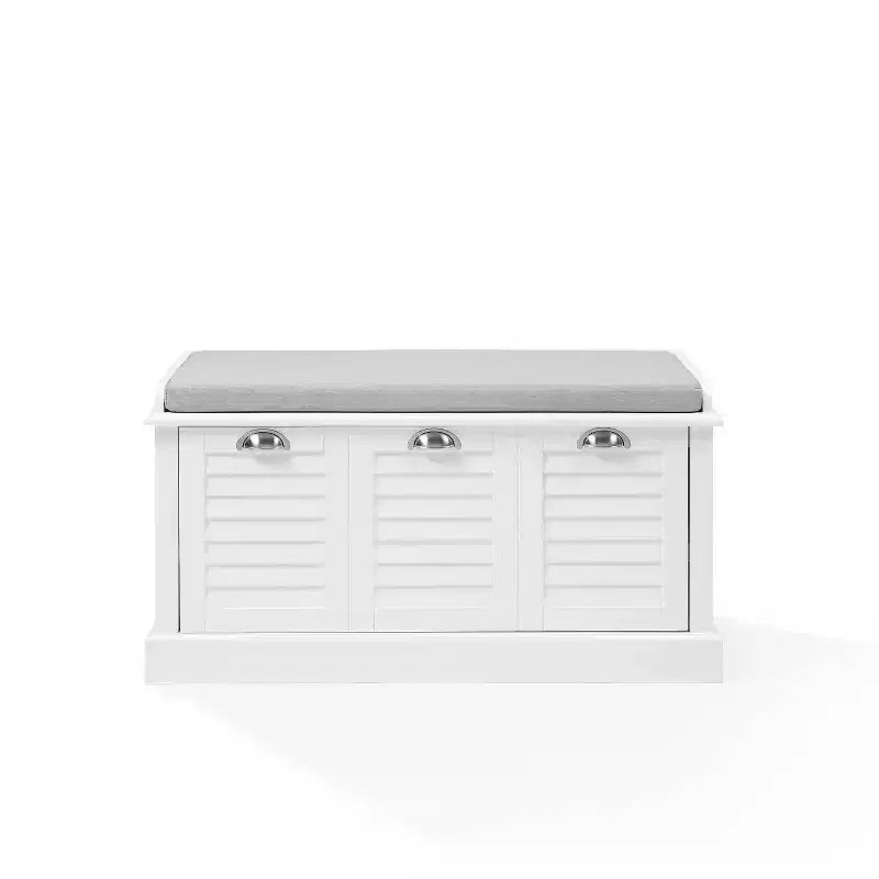 Banc de rangement d'entrée Ellison 91 cm Crosley blanc/gris : Rembourré avec compartiment à chaussures, Design étroit