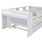 Lit de jour multifonctionnel double avec tiroirs et lit gigogne, rangement intégré à la tête de lit, table et station de recharge USB ModernLuxe