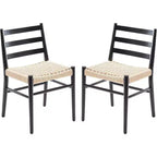 TUYOHW Lot de 2 Chaises de Salle à Manger Style Ferme Moderne du Milieu du Siècle, Chaises de Salle à Manger avec Assise en Corde Tressée et Cadre en Métal Robuste