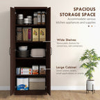 HOMCOM Garde-manger de cuisine 63 pouces à 2 portes, armoire de rangement autoportante avec 5 étagères et 2 étagères réglables pour salle à manger