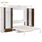 Lit escamotable mural avec armoire, tiroirs, éclairage LED et bureau