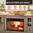 Meuble TV compatible 70 pouces, Console multimédia 58 pouces, Meuble TV moderne effet bois avec lumières LED, Rangement avec portes en verre et étagères réglables