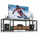 Meuble TV avec tiroirs en tissu et prises de courant, meuble TV avec étagères ouvertes pour téléviseurs de 75/70/65 pouces, convient pour le salon et la chambre à coucher