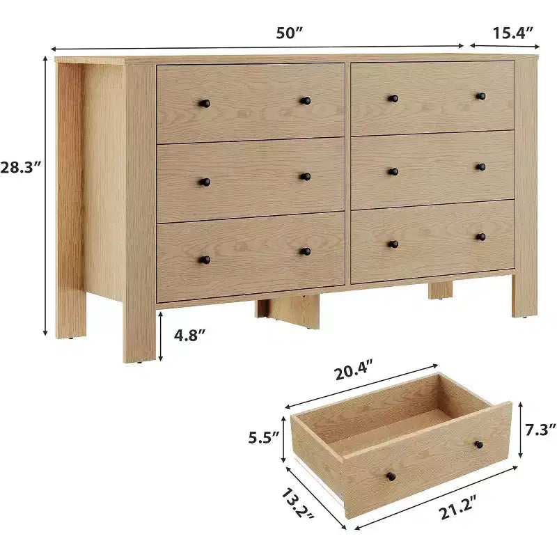 Commode 6 tiroirs Acekool – Meuble de rangement moderne avec tiroirs profonds