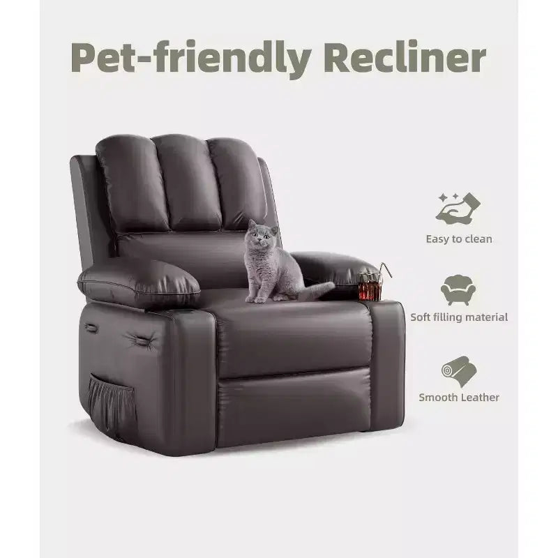 Fauteuil inclinable manuel, canapé inclinable en cuir PU, fauteuil moderne et confortable pour chambre ou salon, fauteuil inclinable en cuir pour adultes