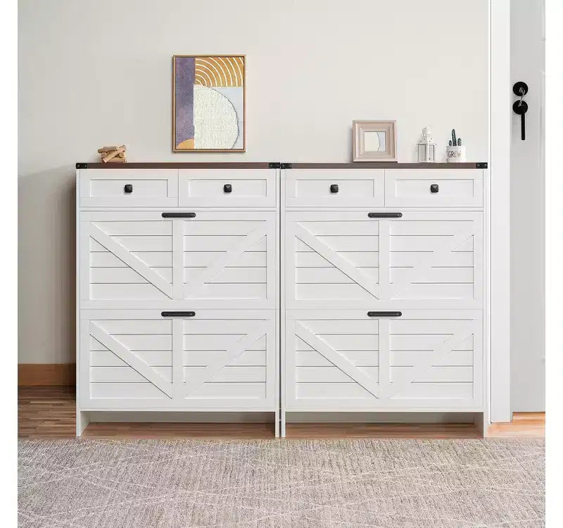 Meuble à Chaussures Mince de Ferme Home Imports Emporium avec Tiroirs Rabattables Meuble de Rangement à Chaussures Étroit pour Entrée avec 2 Tiroirs de Rangement