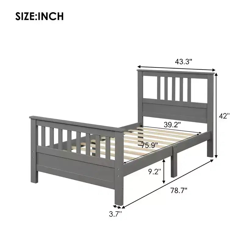 Lit plateforme une place Whisen Wood avec tête et pied de lit