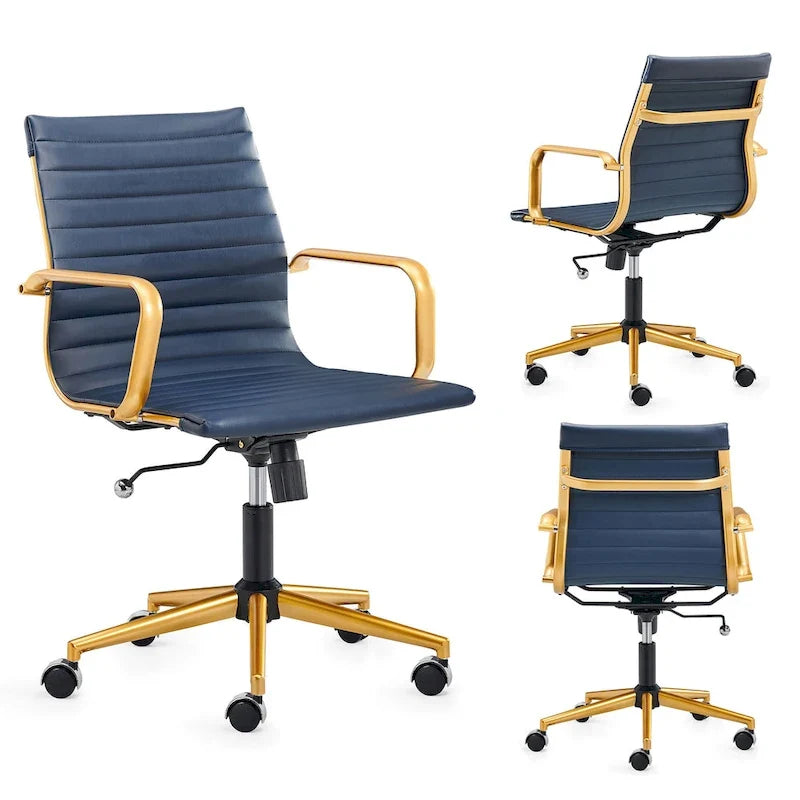 Chaise de bureau à dossier cannelé LUXMOD pour ordinateur et télétravail