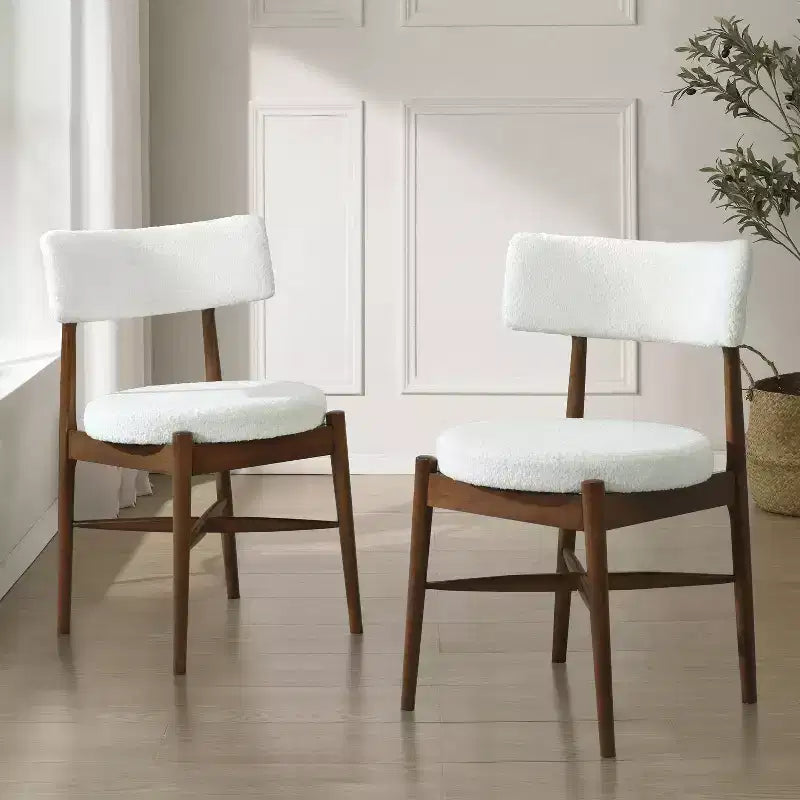 Christopher Knight Home Lumen Chaises de salle à manger modernes en bois d'hévéa et mélange de lin (lot de 2)
