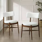 Christopher Knight Home Lumen Chaises de salle à manger modernes en bois d'hévéa et mélange de lin (lot de 2)