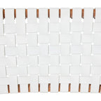 Chaises de salle à manger tressées faites à la main en cuir avec cadre en bois de teck - Lot de 2 Marron, Blanc ou Noir - Roche River Decor