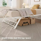 Lit gigogne double avec roulettes verrouillables - Cadre de lit pliant en métal escamotable pour chambre à coucher, chambre d'amis et salon