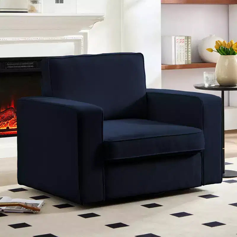 Mjkone Fauteuil pivotant moderne 360°, Fauteuil carré rembourré, Canapé simple confortable en chenille